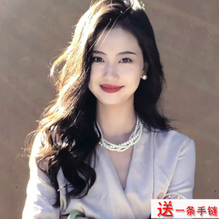 多层珍珠项链串珠颈链子短款女士复古锁骨链毛衣链配饰品项圈1462