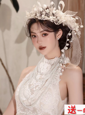 法式复古多层叠戴仿珍珠锁骨链