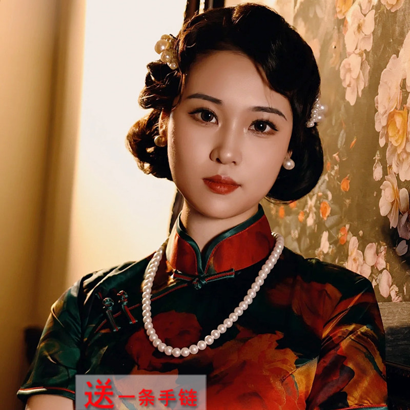 新款配旗袍珍珠项链配旗袍配饰品夏季中长款颈链子毛衣链女士433图片