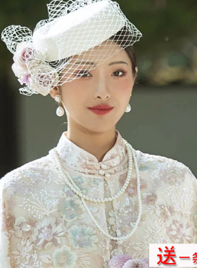 搭配旗袍项链女士双层中长款仿珍珠颈链子锁骨链写真拍照饰品677