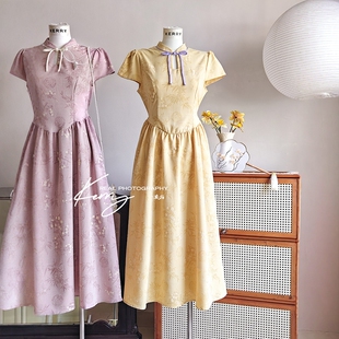 白月光 新中式 短袖 连衣裙2025夏新品 长裙子 国风旗袍款 Kerry