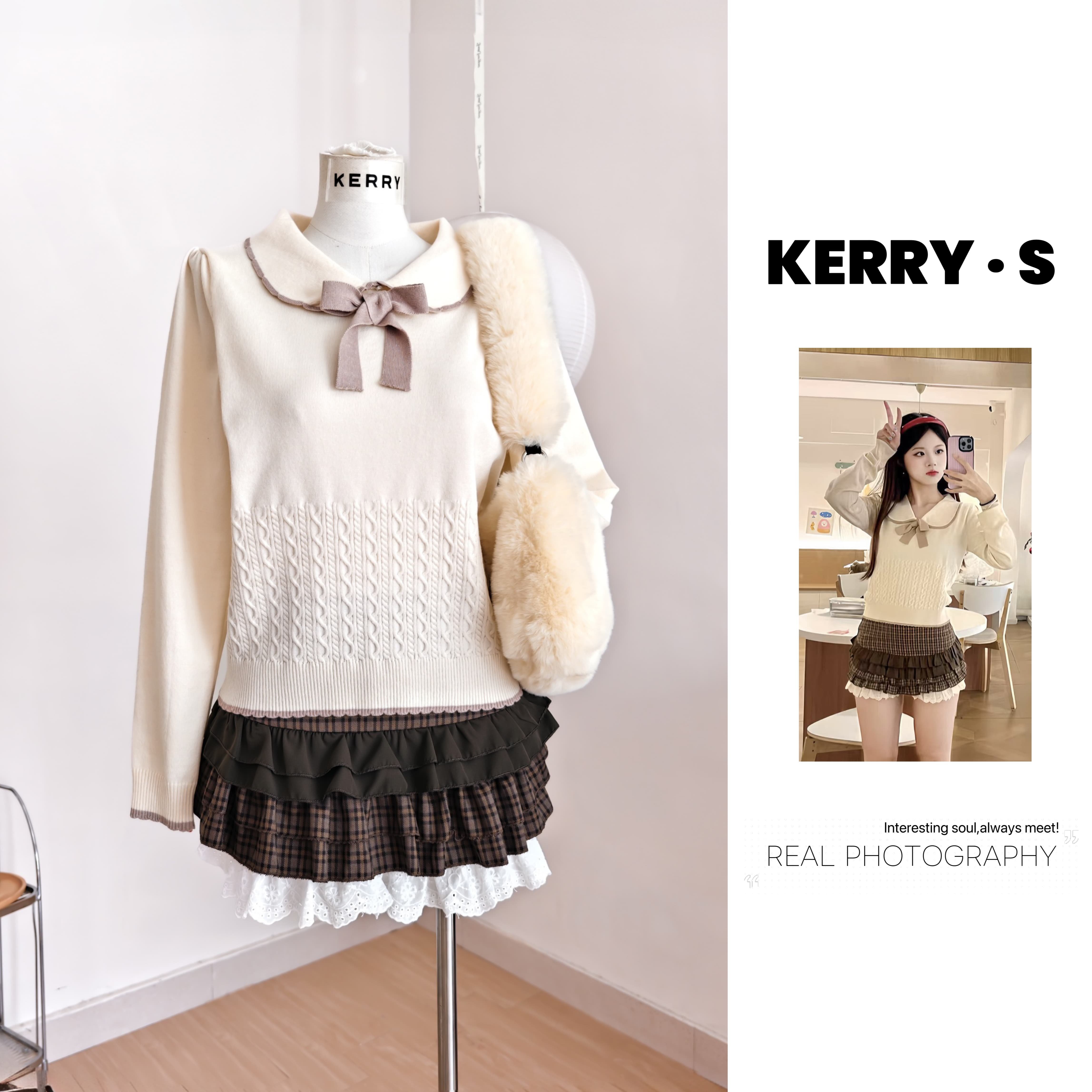 奈梨学姐 娃娃领毛衣针织衫短裙套装秋冬蝴蝶结内搭上衣韩系穿搭,女装/女士精品,时尚套装,淘宝优惠券,粉丝福利购,淘宝优惠卷