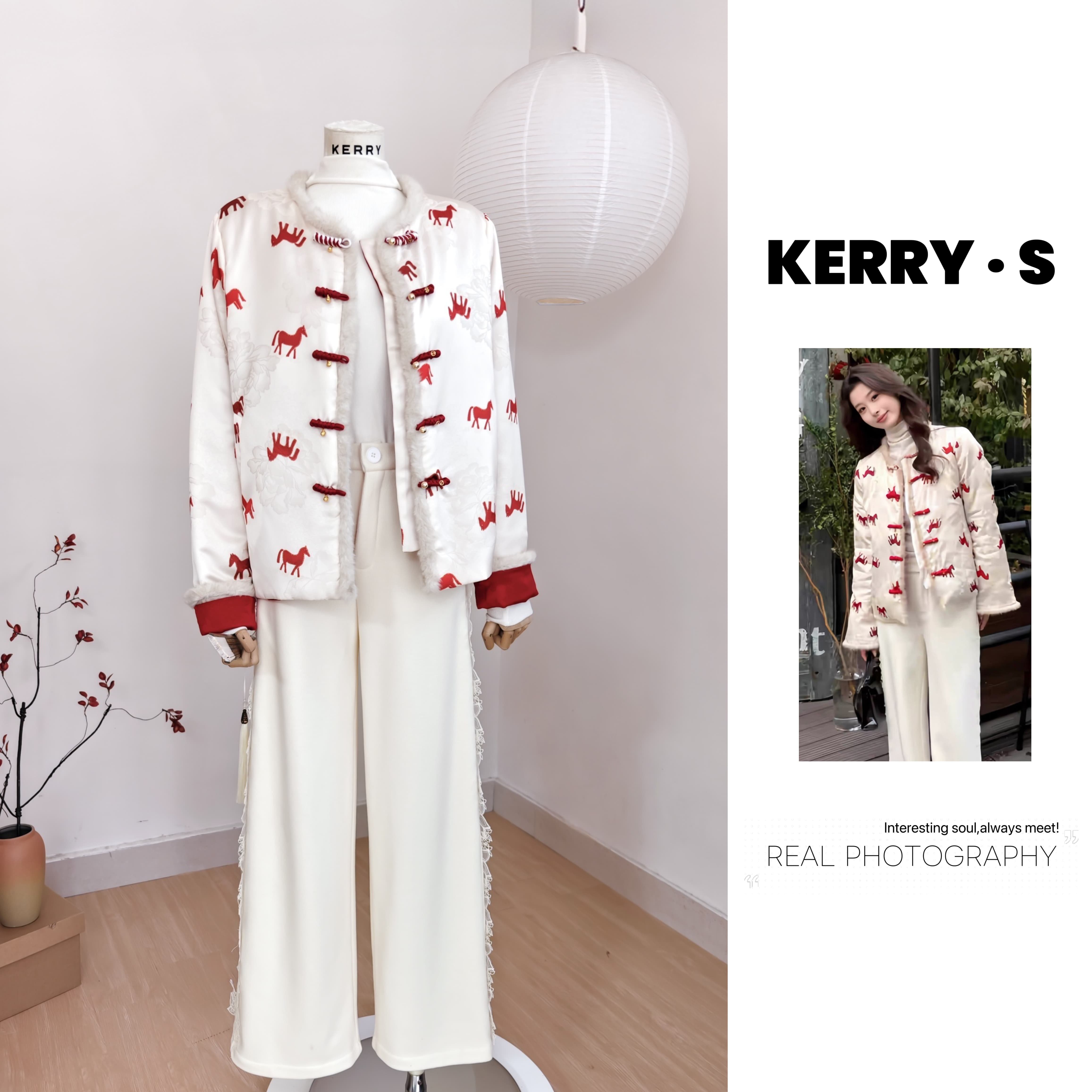 马上有钱新中式印花短外套+裤子