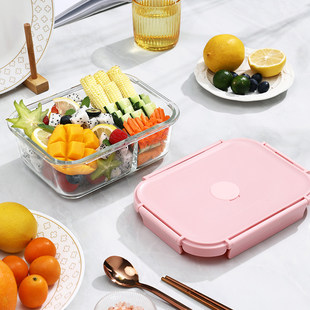 康宁玻璃饭盒微波炉加热便当保鲜盒食品级冰箱专用密封盒带饭餐盒