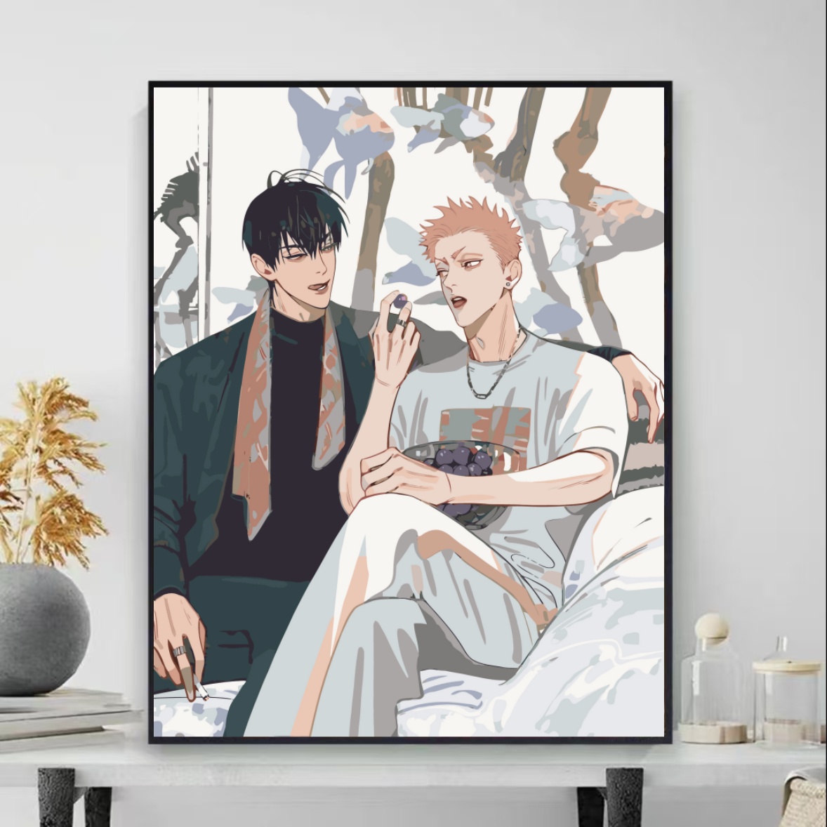 十九天周边DIY数字油画手绘同人双男耽美人物礼物收藏装饰油彩画图片