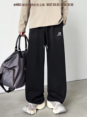 现T天家8537长裤5575末班车青少年卫裤裤脚抽绳直筒裤印花N字母