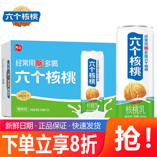 养元六个核桃精制型核桃乳240ml*24罐 植物蛋白饮料营养乳饮品