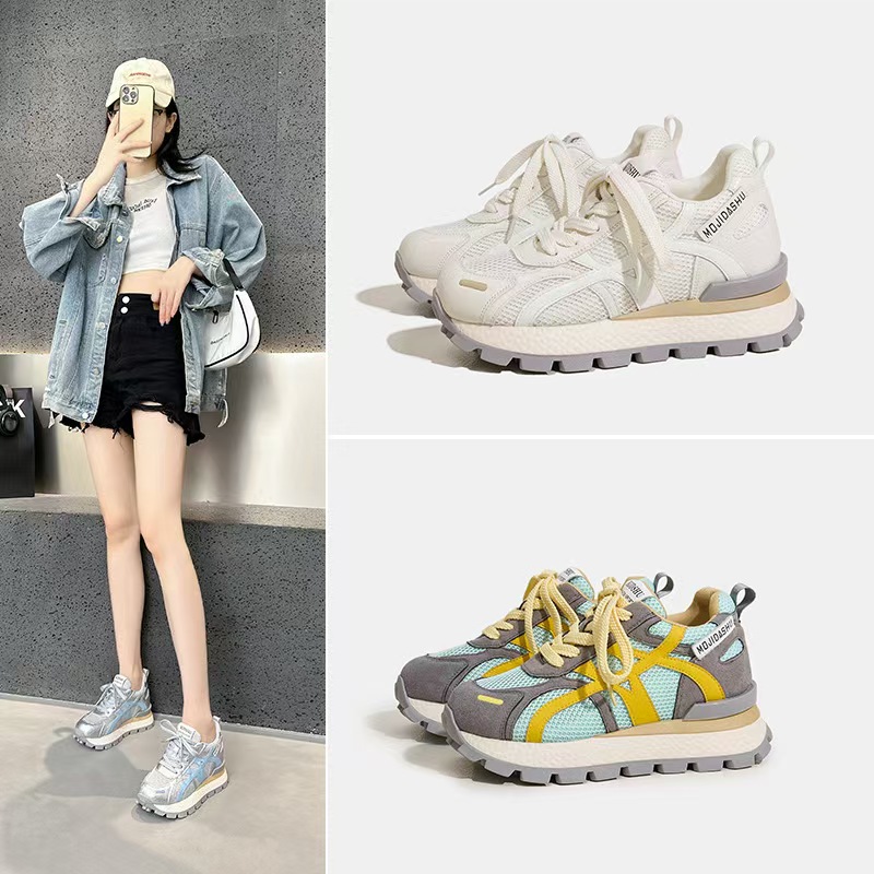 洛姐【范小洛】超轻夏季升级网面鞋+8cm头层牛皮小个子内增高女鞋