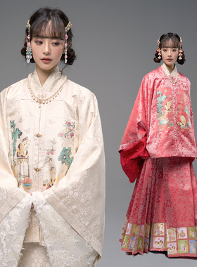 粼夕squama【博古喵喵】原创明制汉服红色马面裙中式订婚服敬酒服