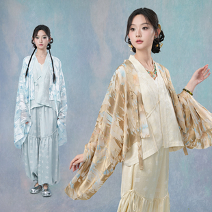 粼夕squama【万宝繁花】改良唐裤夏季汉服法门寺披衫原创唐装新款