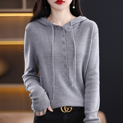连帽长袖针织打底衫新款