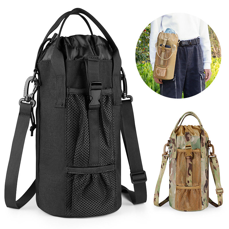 户外骑行徒步战术圆筒水壶收纳包多功能出行野营单肩斜挎保温杯套,运动包/户外包/配件,腰包,淘宝优惠券,粉丝福利购,淘宝优惠卷