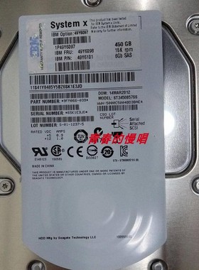 IBM 49Y6097 49Y6098 49Y6101 450G 15K SAS 3.5寸 X3650 M4硬盘