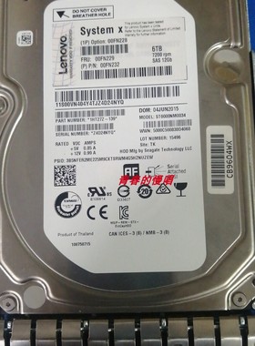 联想 00FN228 00FN229 00FN232 6T 6TB SAS 3.5寸 M4 M5 硬盘