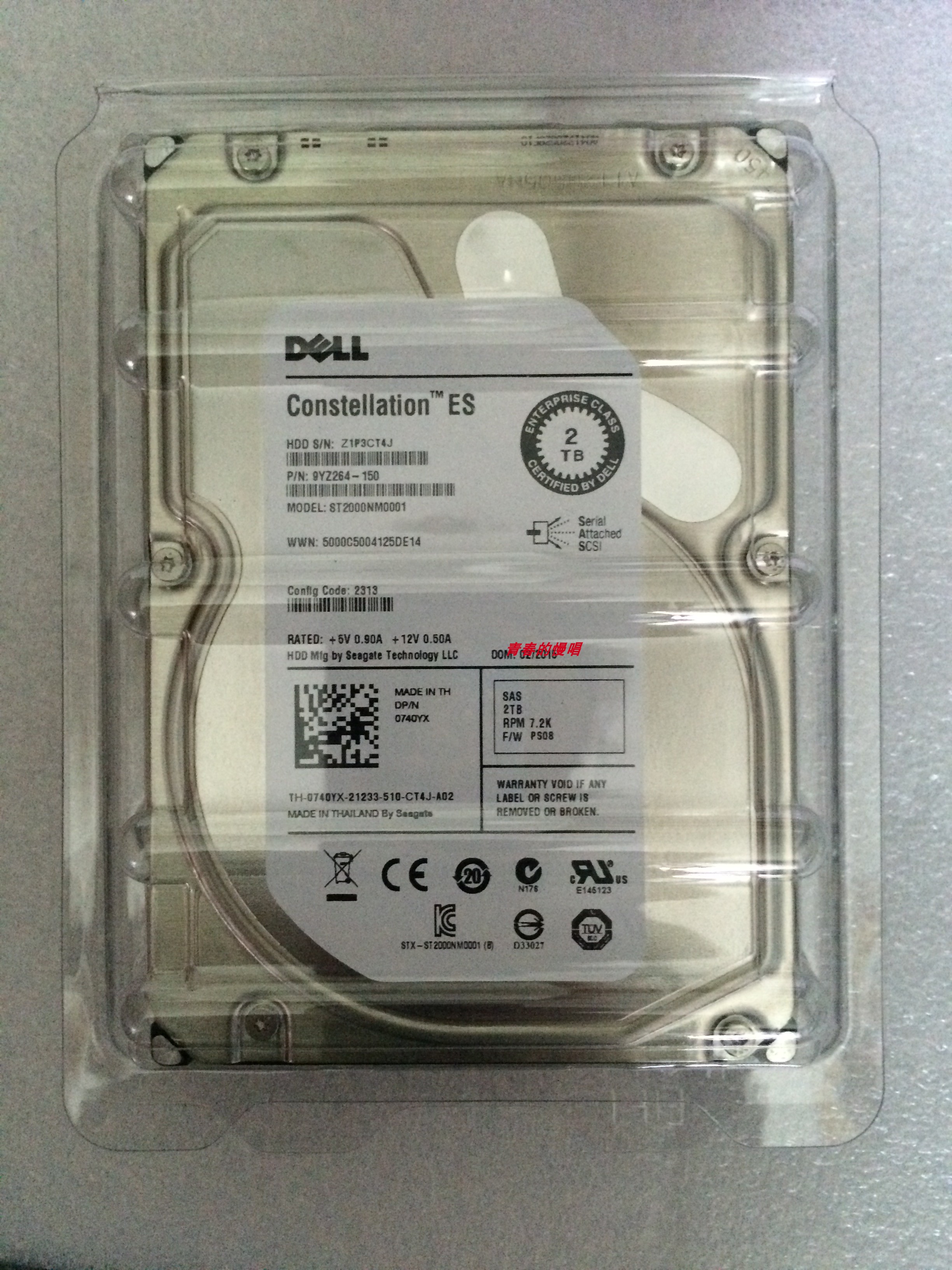 DELL ST2000NM0001 067TMT 67TMT 9YZ268-150 2T 2TB SAS 3.5硬盘
