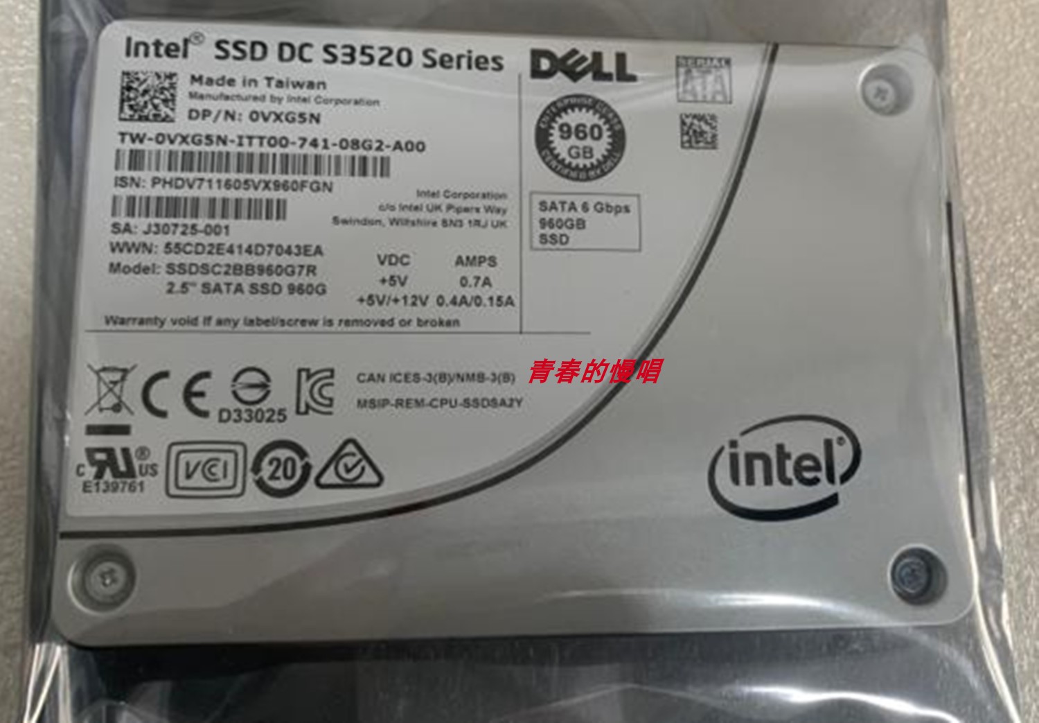 DELL R440 R540 R640 R730XD R740 R940 960G SSD SATA 固态硬盘