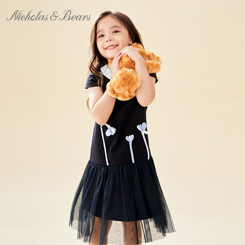 力高芘熊短袖纯棉连衣裙时尚