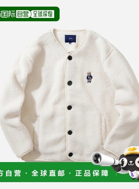 韩国直邮YALE EMBROIDERY DAN NO COLLOR BOA FLEECE JACKET IVOR