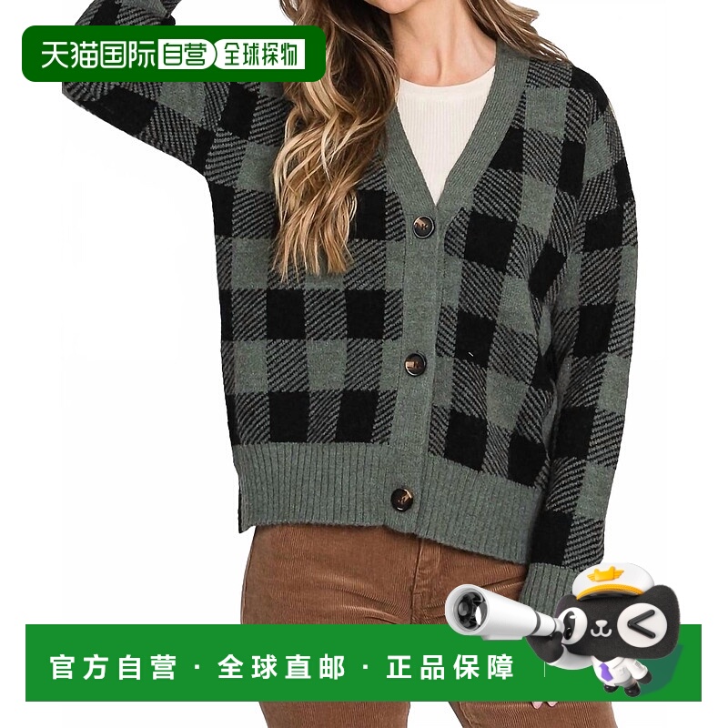 自营be coolPlaid Button Up Cardigan In Green - green 美国奥