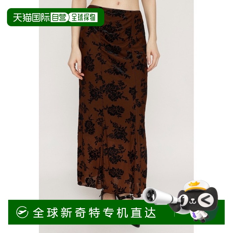1h可退 日本直邮SLY 女士复古印花A字裙 弹力防透视设计 蕾丝风格