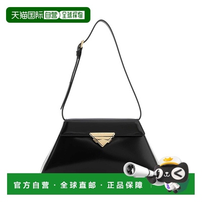 香港直邮潮奢 Prada 普拉达 女士 Black leather shoulder bag 手