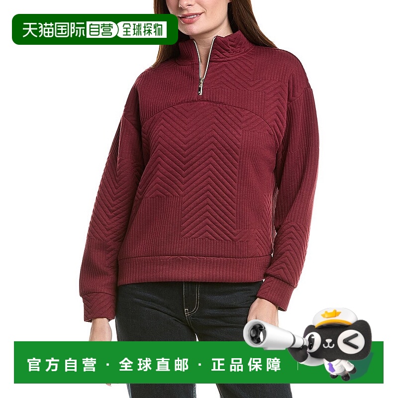 自营Nanette Nanette Lepore雪佛龙1/4拉链毛衣-红色 美国奥莱直