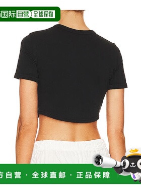 自营 A.L.C.女式 Wren T 恤黑色短袖圆领棉质短款上衣 - 黑色 美