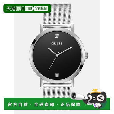 自营guessSilver-Tone Analog Mesh Watch - silver/black 美国奥