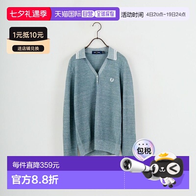 日本直邮FRED PERRY 女士 金属丝混纺V领短袖POLO衫 双扣设计 K11