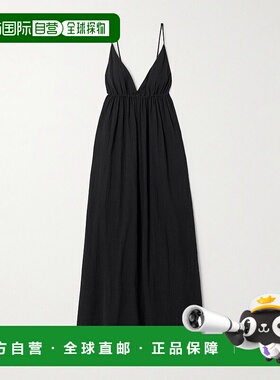 香港直邮Staud 女士 Hanna 棉/薄纱长款连衣裙 S25P2255CZBLK长裙