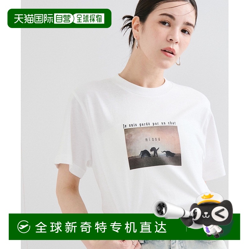 1h可退 日本直邮LE CERCLE par rope' 女装 猫咪图案纯棉T恤 2025
