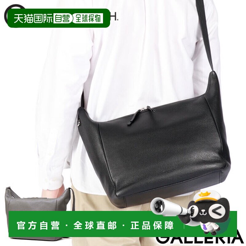 日本直邮HERGOPOCH 男女通用单肩包A4 尺寸真皮旅行款黑色柔软收