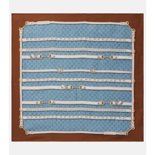 潮奢 Gucci 古驰 女士 马衔扣真丝斜纹围巾