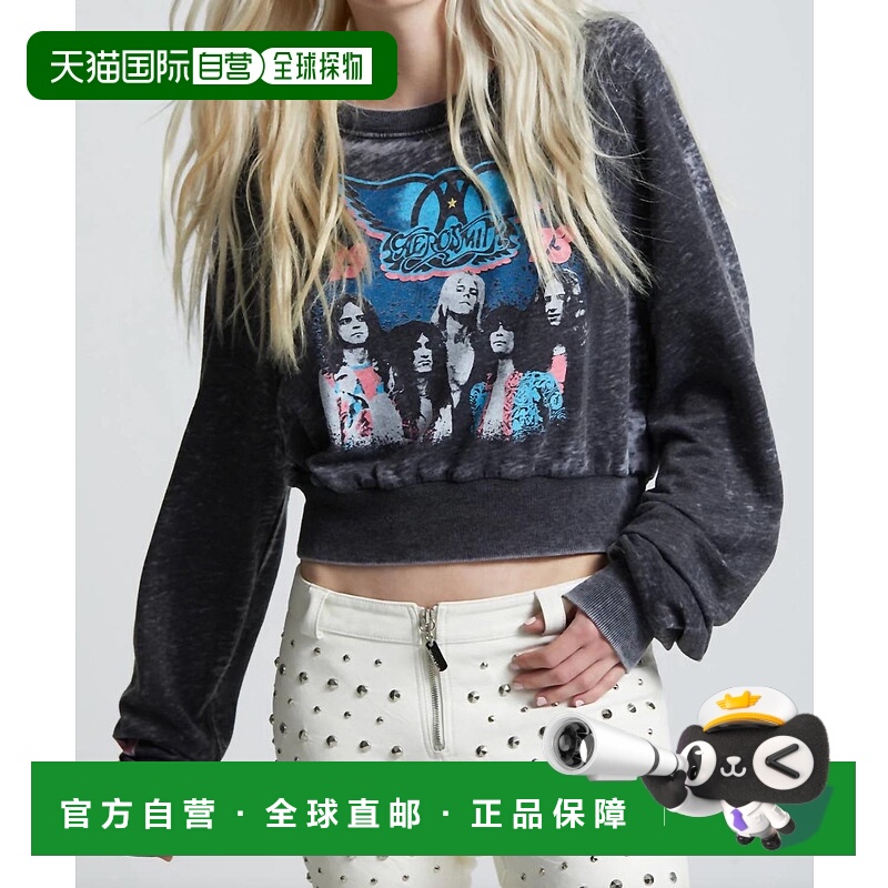 自营 recycled karmaAerosmith Dream On Crop Sweatshirt In Bla