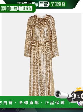 1h可退 香港直邮Simkhai 女士 Odina 豹纹中长连衣裙 001397