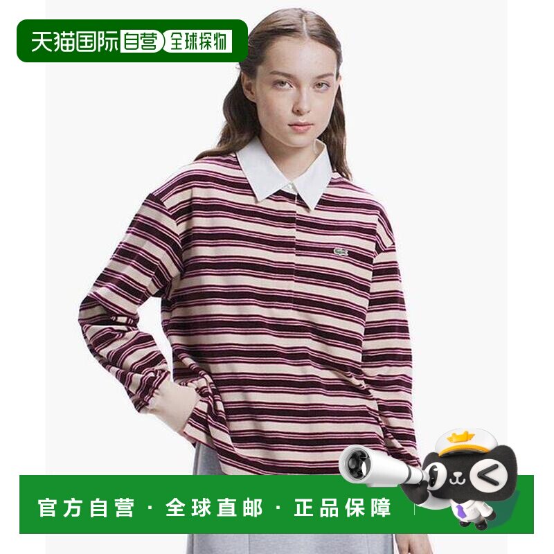日本直邮LACOSTE 鳄鱼 拼色 丝绒 翻领 长袖 衬衫 【付后1h可退】