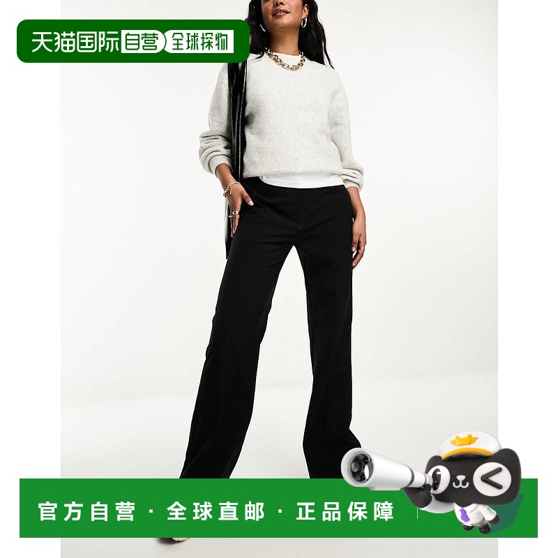 1h可退 香港直邮潮奢 ASOS 女士 设计精细剪裁修身直筒裤子(黑色)