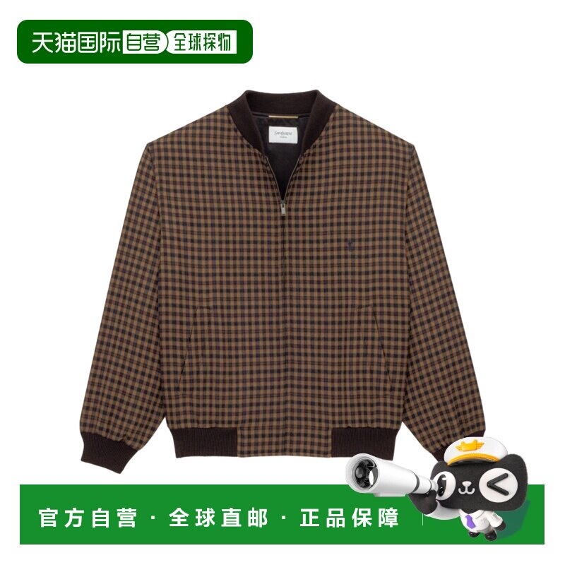 Saint Laurent CASSANDRE 羊毛格纹飞行员夹克 84【付后1h可退】