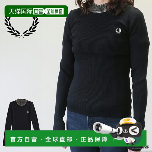 日本直邮Fred Perry K8102 女士长袖罗纹针织上衣 SPACE DYE RIBB