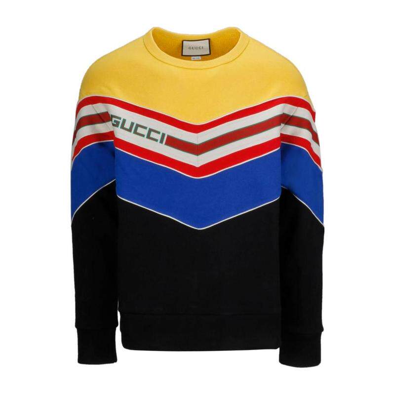 GUCCI 男士针织毛衣 560495XJATN1074 SS2020 黑色 条纹运动卫衣
