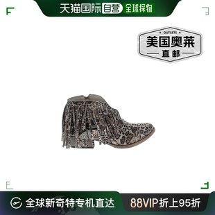 直发 gBillie 美国奥莱 豹纹 动物印花豹纹流苏短靴 very