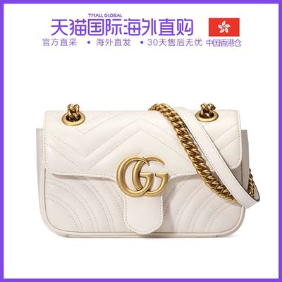 香港直邮GUCCI 古驰 女士白色GG Marmont系列绗缝迷你手袋 446744