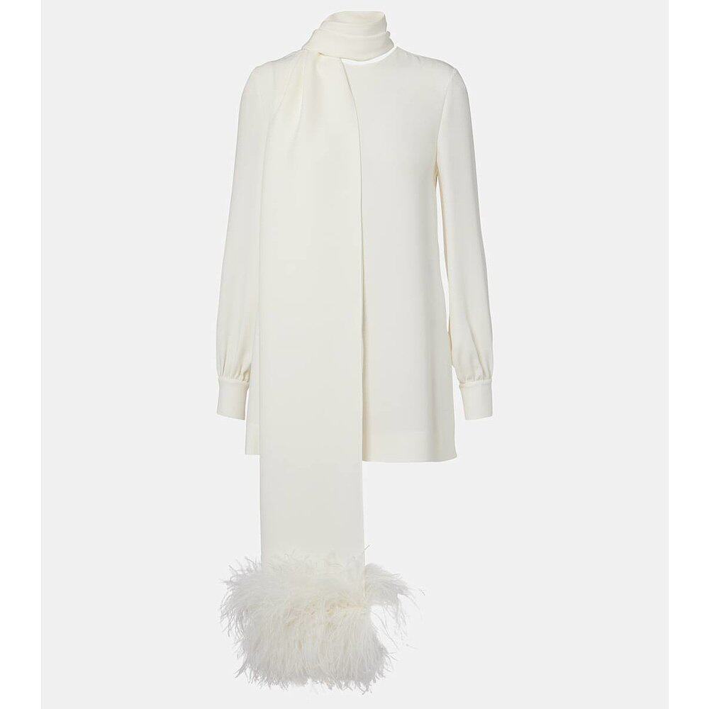 Valentino 华伦天奴 女士 羽毛边真丝上衣 000276