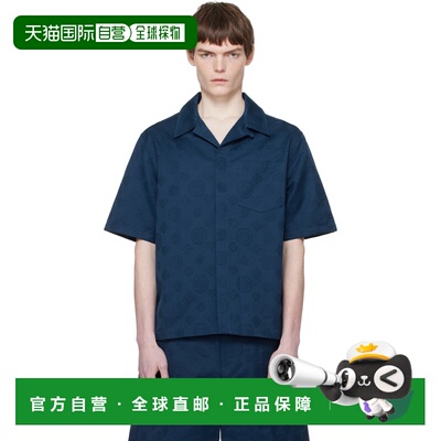 香港直邮Casablanca 男士 海军蓝花押字短袖衬衫 MSP26SH22802COT