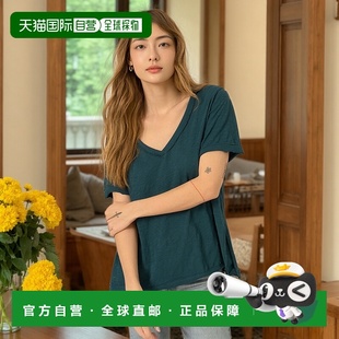 海洋蓝绿色 自营project V领T恤 t击倒式 美国奥莱直发 social