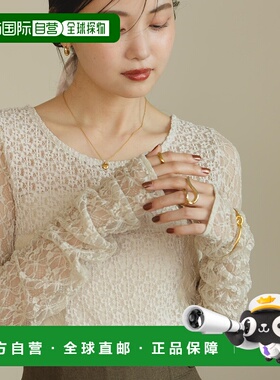 1h可退 日本直邮hinari 女装 镂空蕾丝拼接上衣 透肤设计 长袖T恤