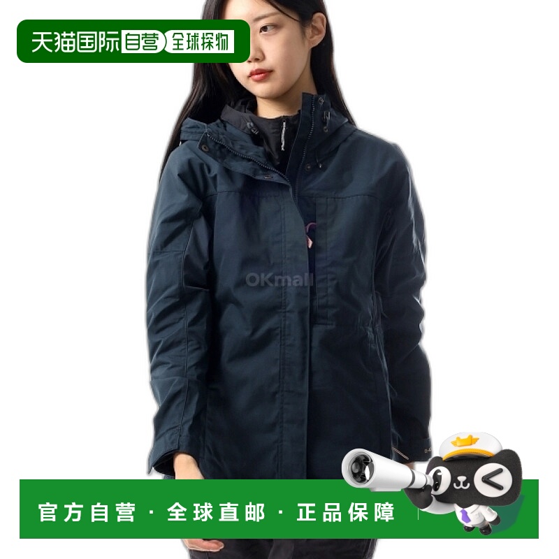韩国直邮fjallraven北极狐外套男女款海军蓝色连帽休闲防风夹克