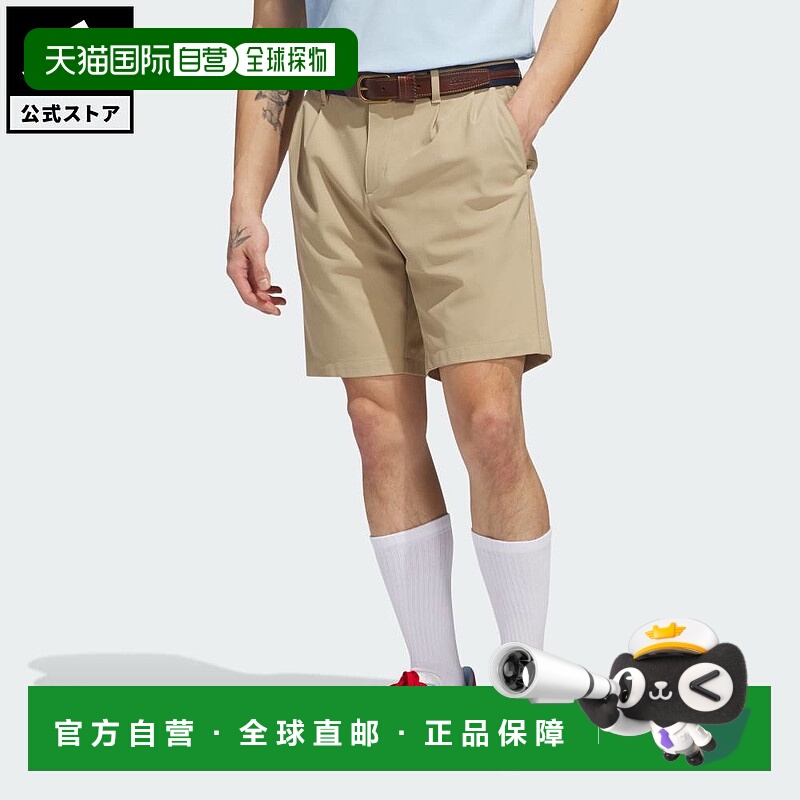 日本直邮 adidas 高尔夫 Twist Web 拨水三叶草男士短裤 米色 JH3