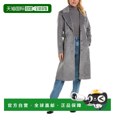 自营Kenneth Cole Military Long Wool-Blend Coat - grey 美国奥