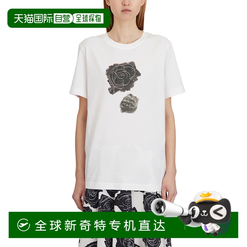 1h可退 香港直邮潮奢 Marni 玛尼 女士 玫瑰全棉T恤 LTHJE0293PAU